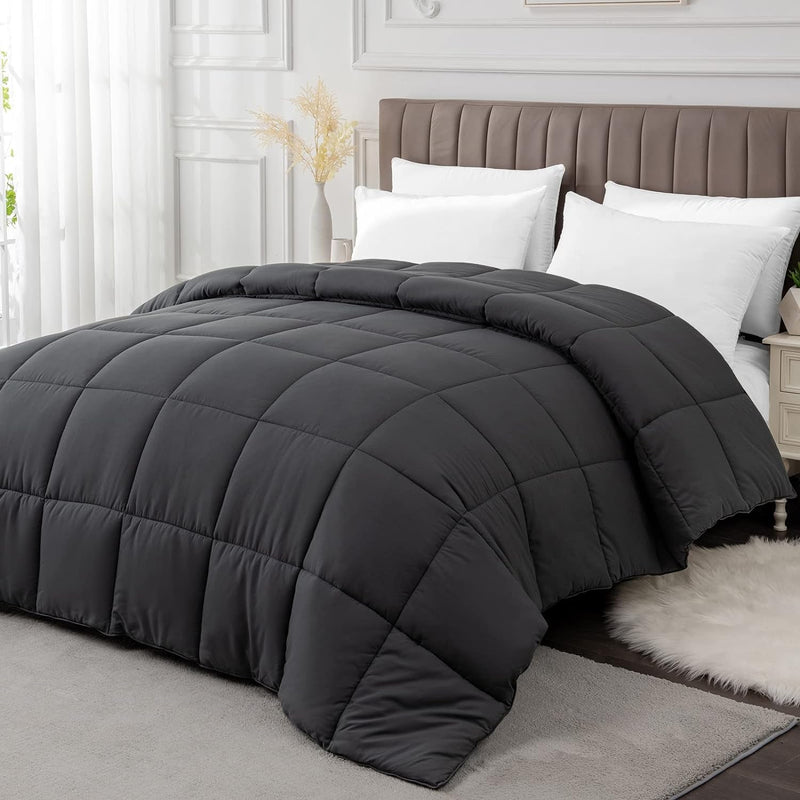 California King Comforter Duvet Insert - All Season Dark Grey Comforters Cal King - Quilted down Alternative Bedding Comforter with Corner Tabs - Winter Summer Fluffy Soft - Machine Washable - Puck's