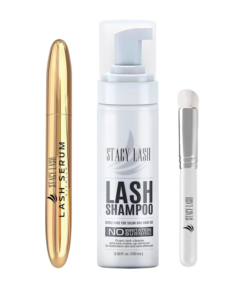Lash Shampoo 100Ml+ Eyelash Growth Serum Eye Makeup Remover + Lash Serum for Eyelash Growth and Thickness/Lash Cleaning Kit of Lash Cleanser + Brush & Eyelash Serum to Grow Lashes… - Puck's