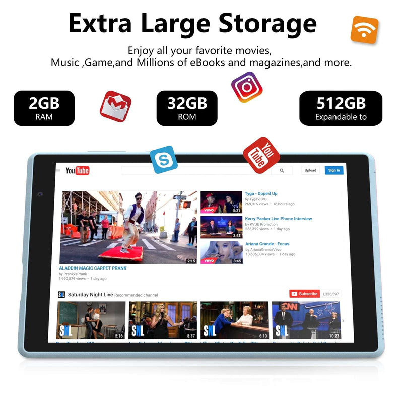 Tablet Android, 8 Inch Tablet 2GB+32GB Tablet, 1280X800 IPS Touch Screen, Tablet Computer Blue - Puck's