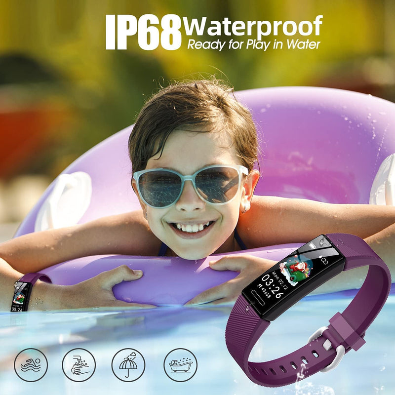 Fitness Tracker Watch for Kids, IP68 Waterproof Activity Tracker,Sleep Tracking, 11 Sport Modes Calorie Step Counter with Alarm Clock and Reminder, Great Gift for Boys Girls Teens - Puck's