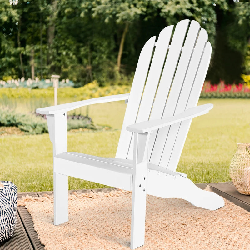 Outdoor Adirondack Chair Accent Chair Solid Wood Durable Patio Garden Furniture White - Puck's
