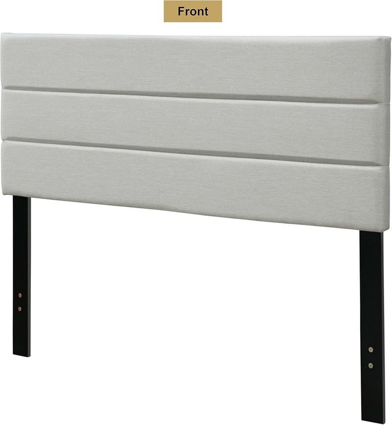 Flynn Bed Frame - Beige Fabric Upholstered Panel Bed Frame with Storage Drawers – Wood Queen Bed Frame with Headboard - Modern Tufted Horizontal Channel Headboard for Queen Bed - Puck's