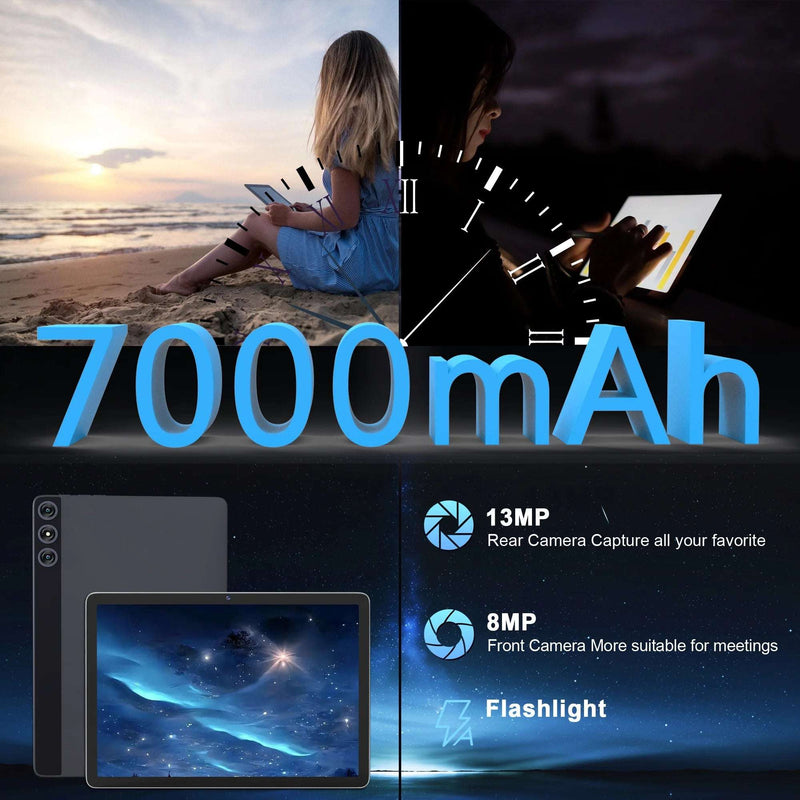 10Inch Android 14 Tablet,4G Cellular Tablet with 128GB ROM+14(8+6)GB RAM,5G Wifi,Octa-Core,13Mp Camera,Gps,1Tb Expand,Fhd Ips,Incell Touch Screen,Face Unlock,Split-Screen,Android Tablet with Keyboard - Puck's