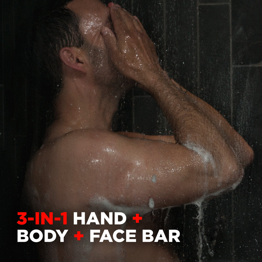 (4 Pack)  Men+Care 3-In-1 Hand & Body + Face + Exfoliation Bar for Dry Skin, Deep Clean, 3.75 Oz 12 Bars