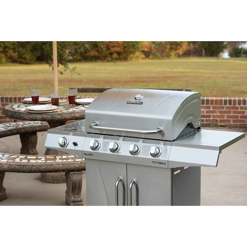 Performance Series Silver 4-Burner Liquid Propane Gas Grill with 1 Side Burner - Puck's