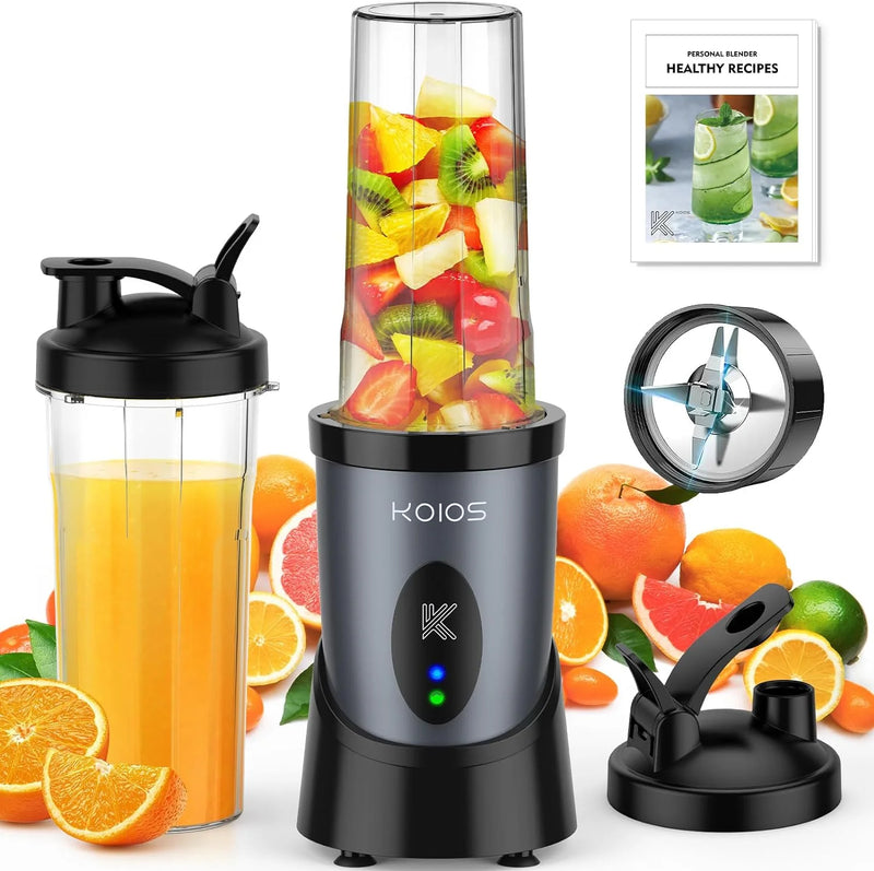 Personal Blender with 2 X 22Oz Travel Bottle and Lid, Portable Smoothie Blender and Coffee Grinder in One, 900W Small Blender Mixer with 6-Leaf Blade for Shakes and Smoothies, BPA Free(Black) - Puck's