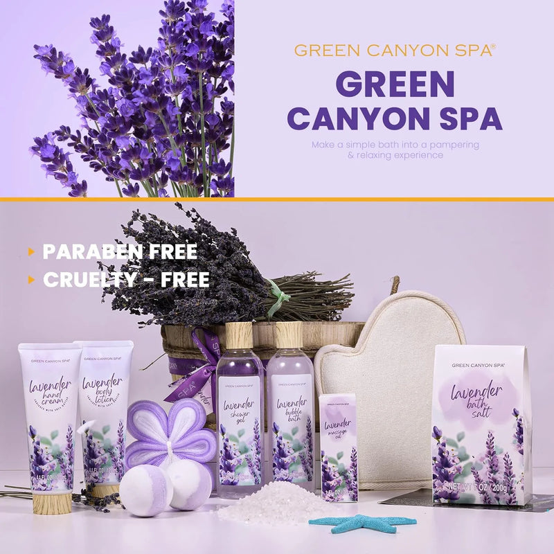 Bath Gift Sets for Women, 11Pcs Lavender Spa Baskets Gift Kits, Relaxing Birthday Mothers Day Gifts for Mom - Puck's