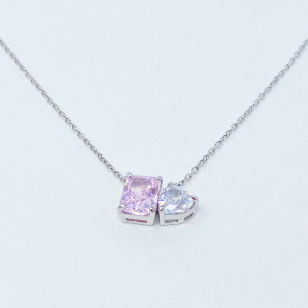 Double Stone Pendant Sterling Silver Necklace - Puck's