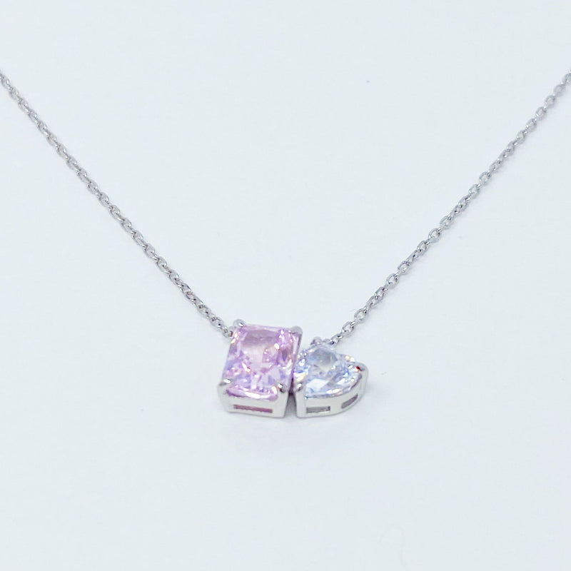 Double Stone Pendant Sterling Silver Necklace - Puck's