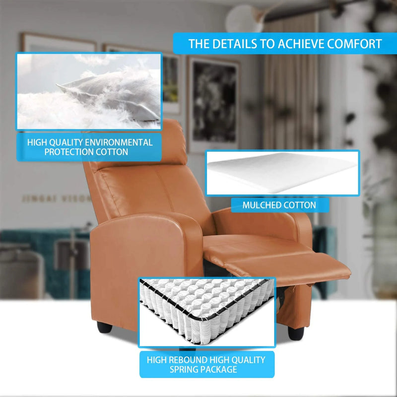 Bestoffice PU Leather Contemporary Manual Reclining Chair with Zero Gravity, Black - Puck's