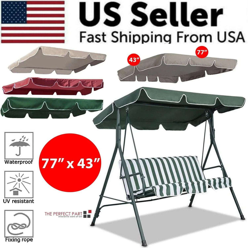 77"X43" Patio Outdoor Garden Swing 300D Canopy Replacement Porch Top Cover Seat - Puck's