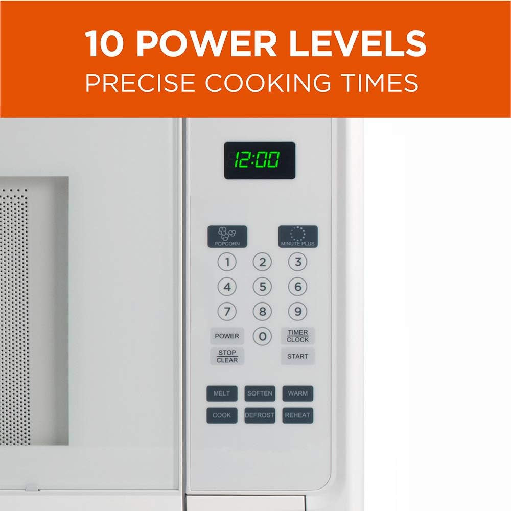 1.4 Cubic Foot Microwave with 10 Power Levels, Small Microwave with Push Button, 1100 Watt Microwave with Digital Control Panels, Countertop Microwave with Timer, White - Puck's