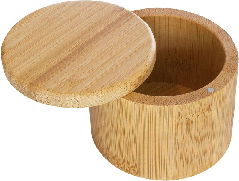 Salt Cellar Bamboo Storage Box with Magnetic Swivel Lid, 6 Ounce Capacity - Puck's