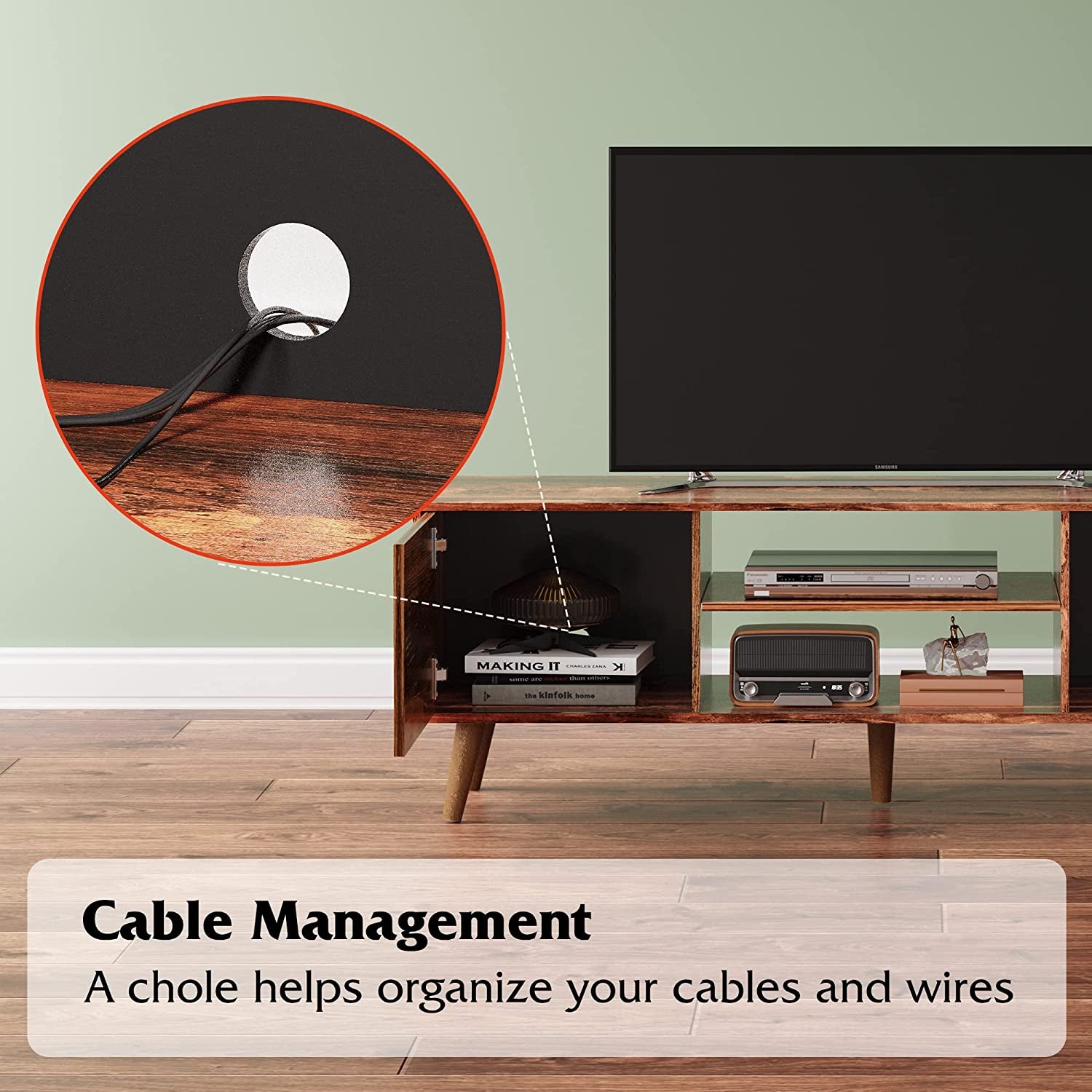 TV Stand for 55 60 Inch TV, Mid Century Modern TV Console, Entertainment Center - Puck's