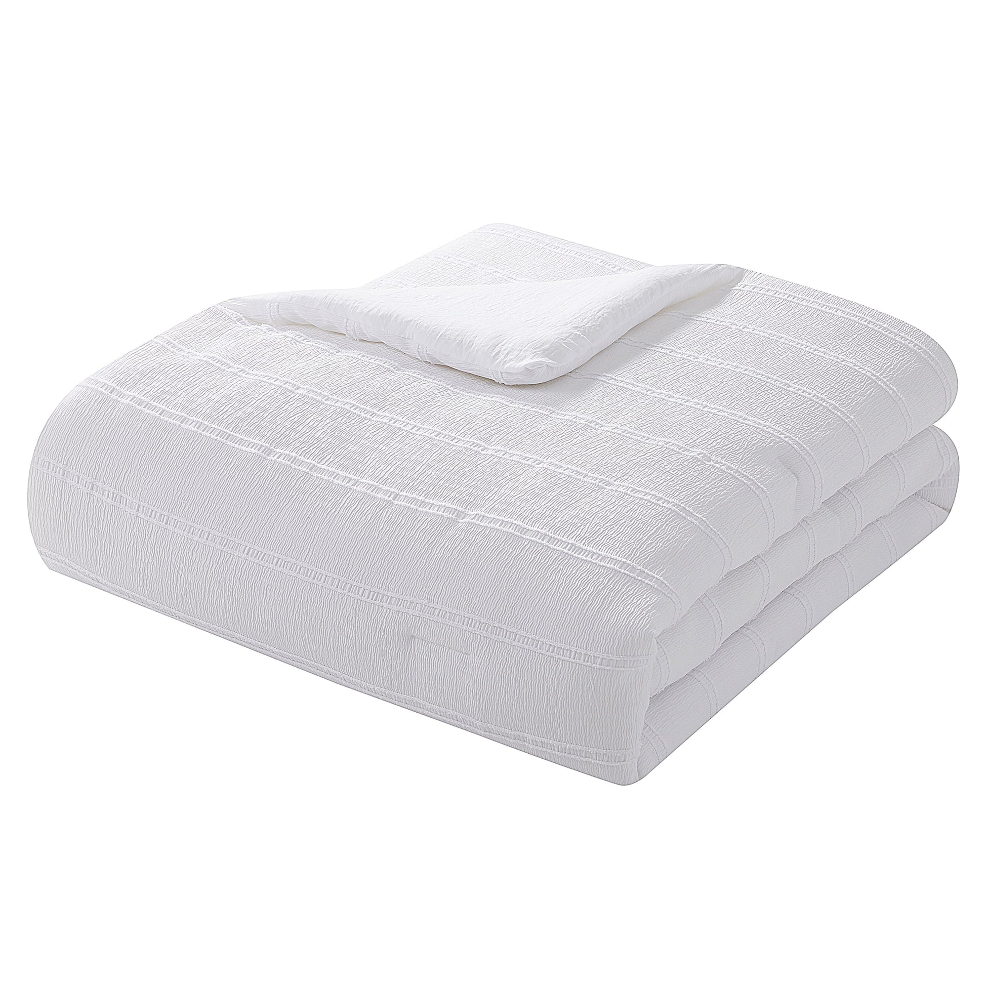 Evelyn 2-Piece Bright White Seersucker Comforter Set, Twin/Twin XL