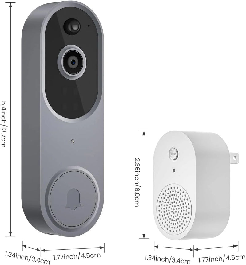 Wireless Doorbell Camera with Chime, Video Doorbell Security Camera with Batteries for Home - Puck's
