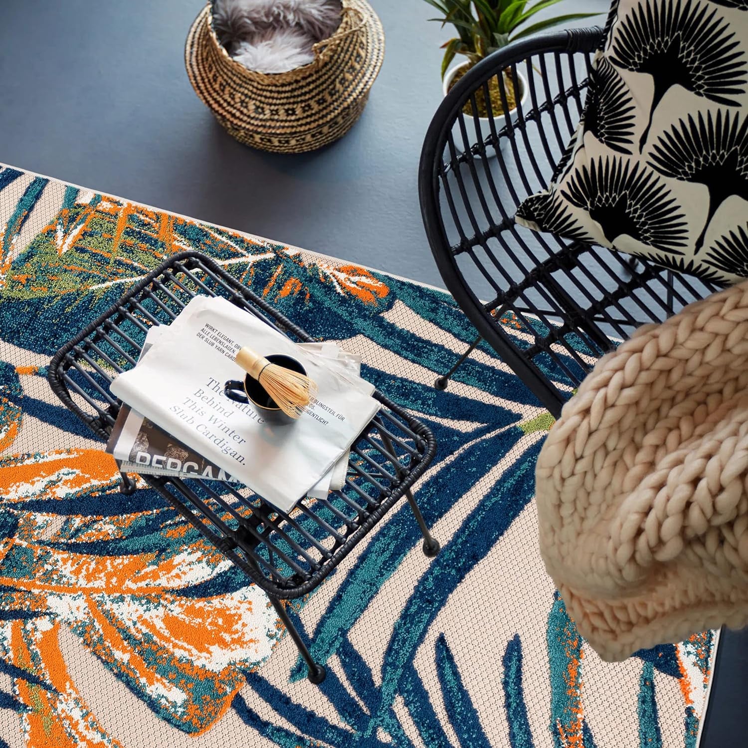 Tropical Floral Leaves Indoor/Outdoor Area Rug 7'10" X 10' Multi - Puck's