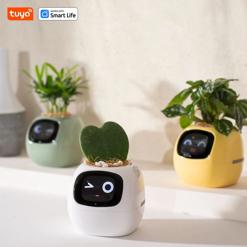 Tuya Ivy Smart Planter,Endless Fun over 49 Rich Expressions,7 Smart Sensors,Ai Chips Make Raising Plants Easy and Fun - Puck's