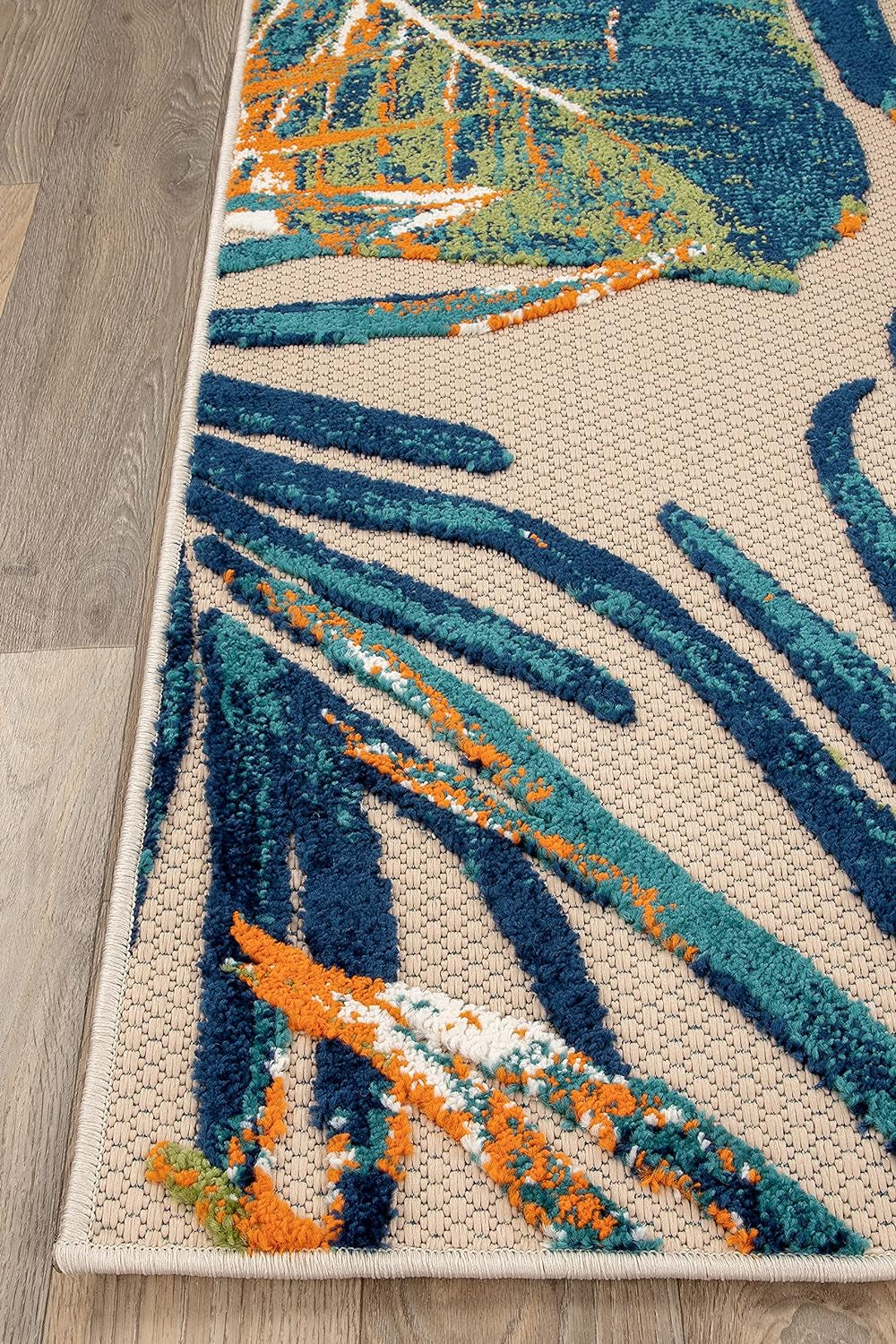 Tropical Floral Leaves Indoor/Outdoor Area Rug 7'10" X 10' Multi - Puck's
