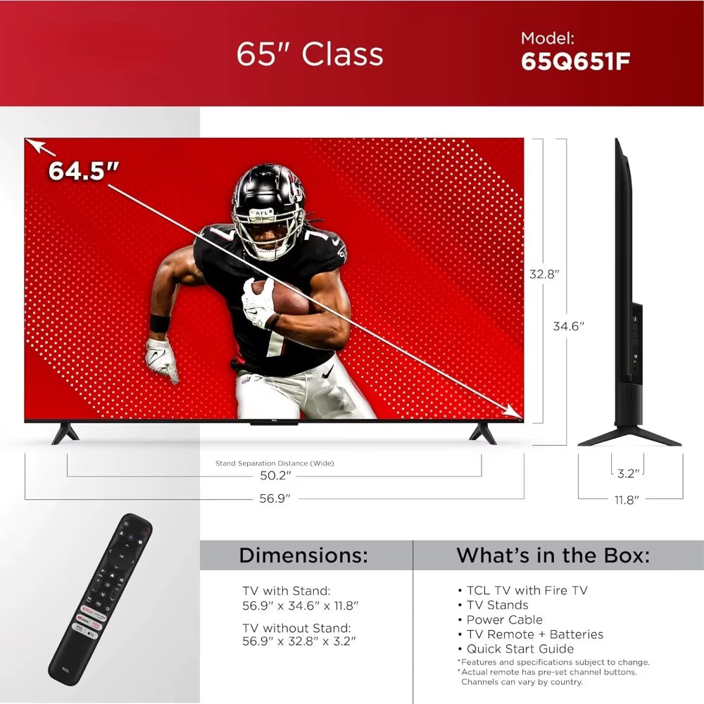 65-Inch Class Q65 QLED 4K Smart TV with Fire TV, Dolby Vision, HDR PRO+, Dolby Atmos, Alexa Built-In with Voice Remote - Puck's