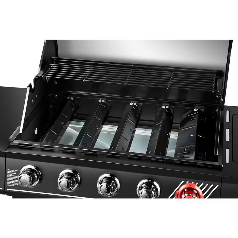 5-Burner Propane Gas Grill in Matte Black with Trivantage Multifunctional Cooking System