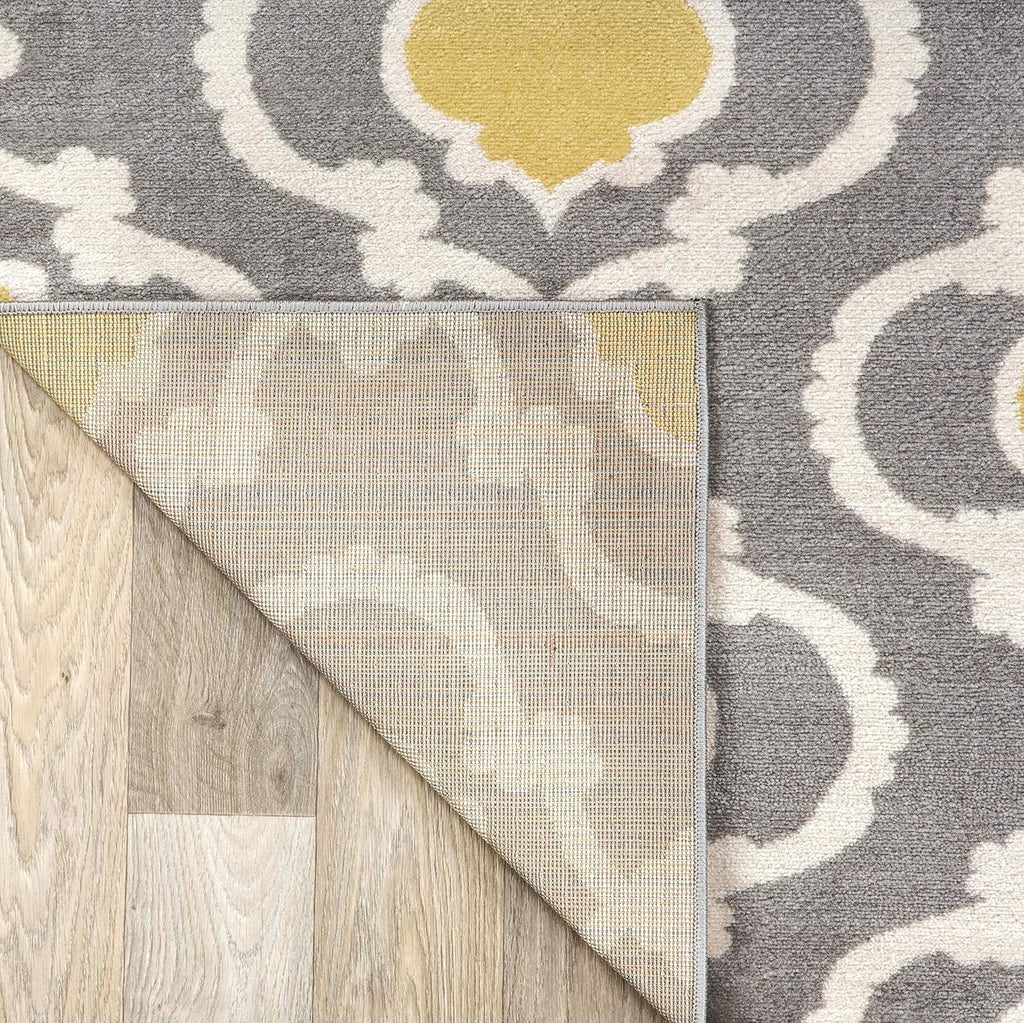 Moroccan Trellis Contemporary Perfect for High Traffic Areas of Your Living Room,Bedroom,Home Office,Kitchen Area Rug 10' X 14' Gray/Yellow - Puck's