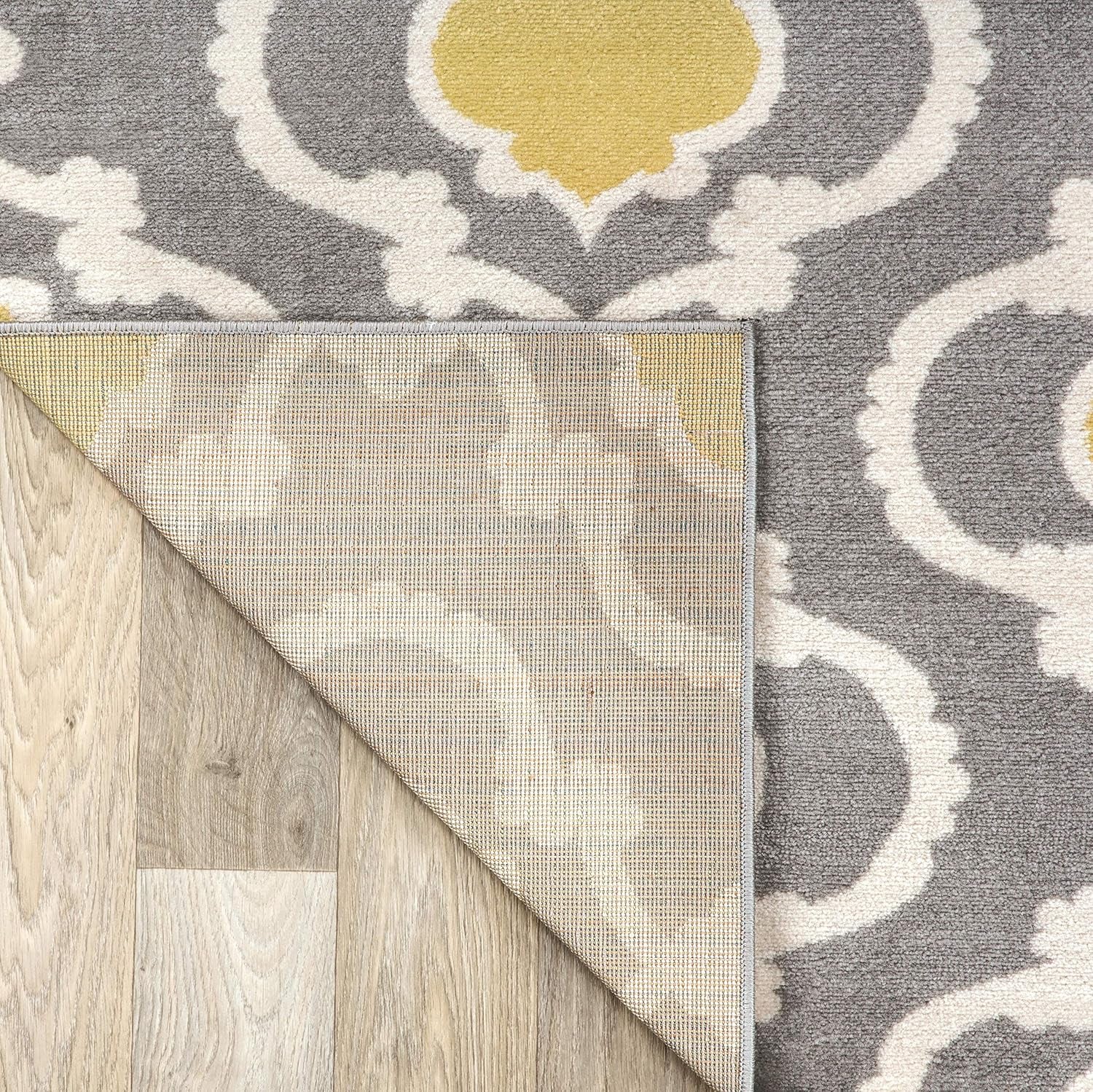 Moroccan Trellis Contemporary Perfect for High Traffic Areas of Your Living Room,Bedroom,Home Office,Kitchen Area Rug 10' X 14' Gray/Yellow - Puck's