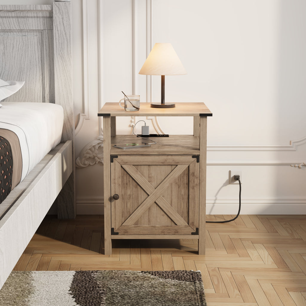 Nightstand for Bedroom Set of 2,Farmhouse Nightstand Bedside Table for Bedroom Furniture,Light Brown - Puck's