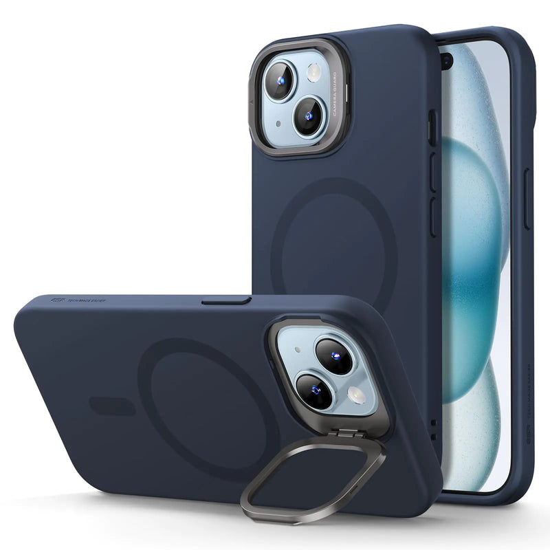 ESR for iPhone 15 Plus Case, Compatible with MagSafe, Military-Grade Protective Case, Built-in Stash Stand Phone Case, Scratch-Resistant Back Cover, Classic Series, Clear - Puck's