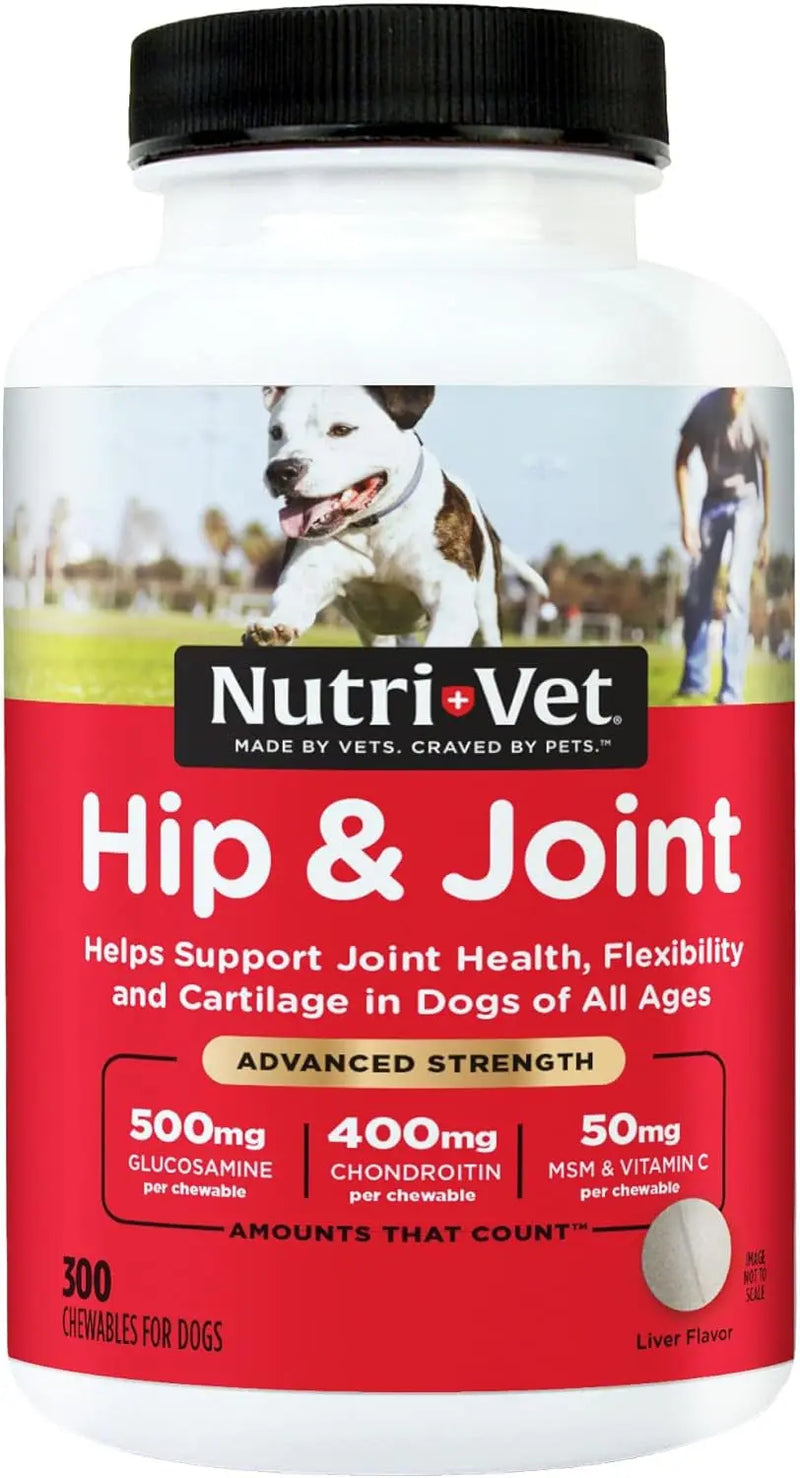 Advanced Strength Hip & Joint Chewable Dog Supplements - Formulated with Glucosamine & Chondroitin to Support Dog Cartilage & Mobility - 300 Tablets - Puck's