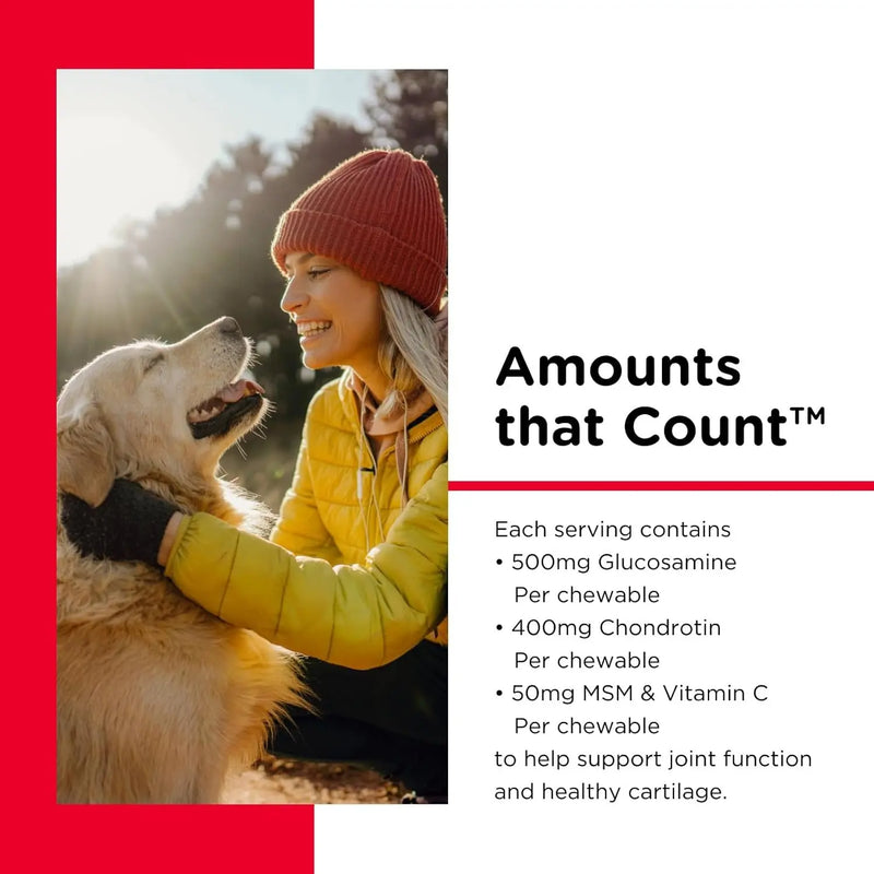 Advanced Strength Hip & Joint Chewable Dog Supplements - Formulated with Glucosamine & Chondroitin to Support Dog Cartilage & Mobility - 300 Tablets - Puck's