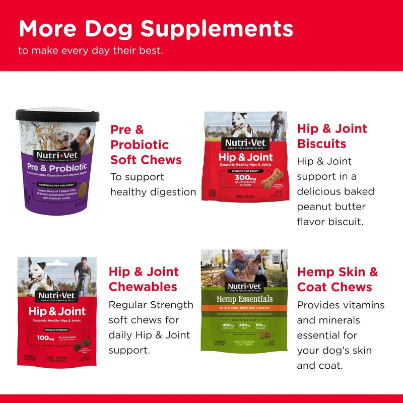 Advanced Strength Hip & Joint Chewable Dog Supplements - Formulated with Glucosamine & Chondroitin to Support Dog Cartilage & Mobility - 300 Tablets - Puck's
