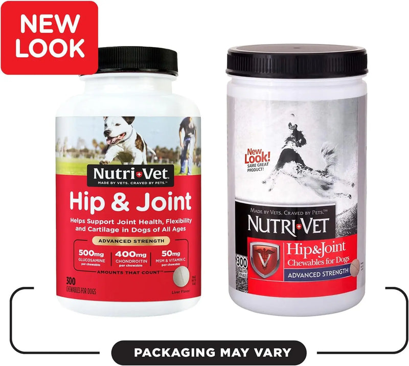 Advanced Strength Hip & Joint Chewable Dog Supplements - Formulated with Glucosamine & Chondroitin to Support Dog Cartilage & Mobility - 300 Tablets - Puck's
