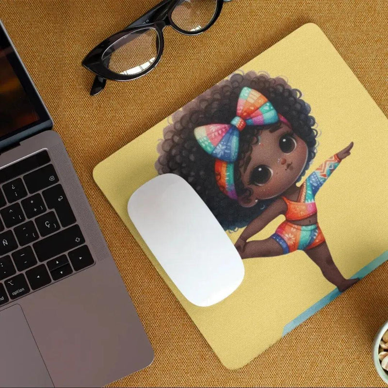 Afro Girl Yoga Pose Non-Slip Computer Mousepad Mouse Pad - Puck's