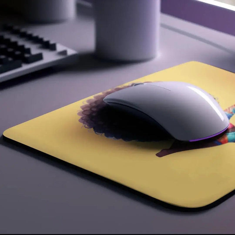 Afro Girl Yoga Pose Non-Slip Computer Mousepad Mouse Pad - Puck's
