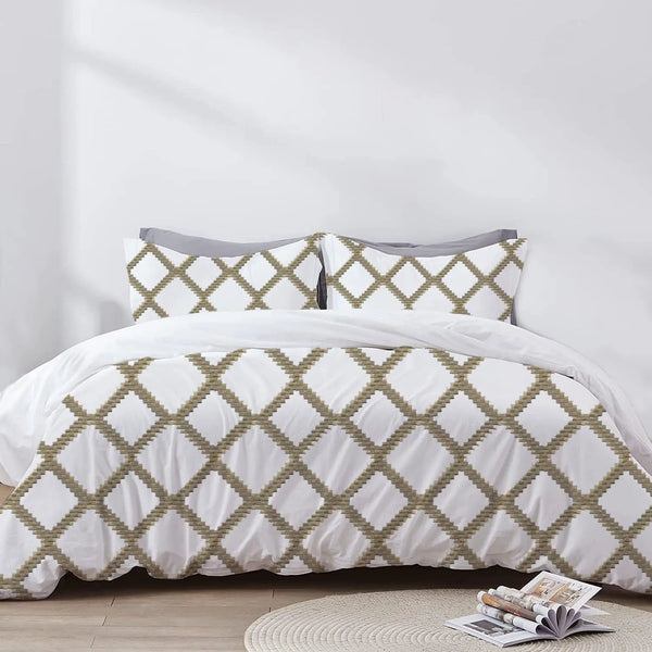 Althea - 3 Piece Crewel Embroidered Duvet Set | Linen Cotton Mix | - Puck's