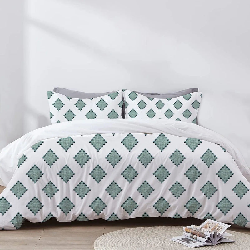 Anna - 3 Piece Crewel Embroidered Duvet Set | Linen Cotton Mix | - Puck's