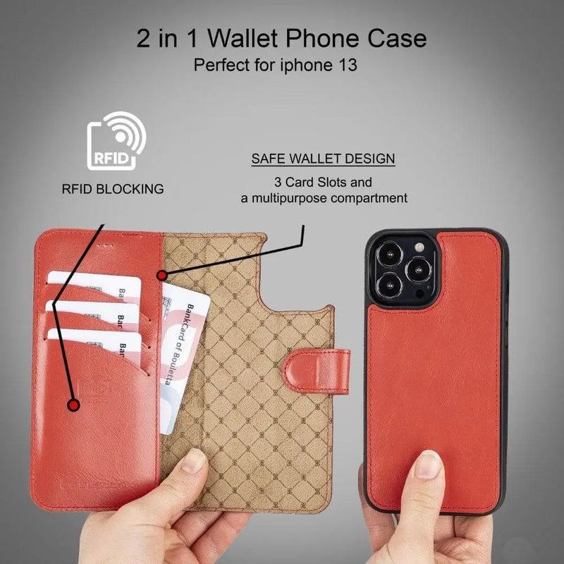 Apple iPhone 13 Series Colorful Detachable Leather Wallet Case - MW - Puck's