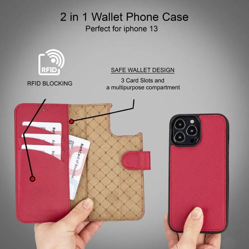 Apple iPhone 13 Series Colorful Detachable Leather Wallet Case - MW - Puck's