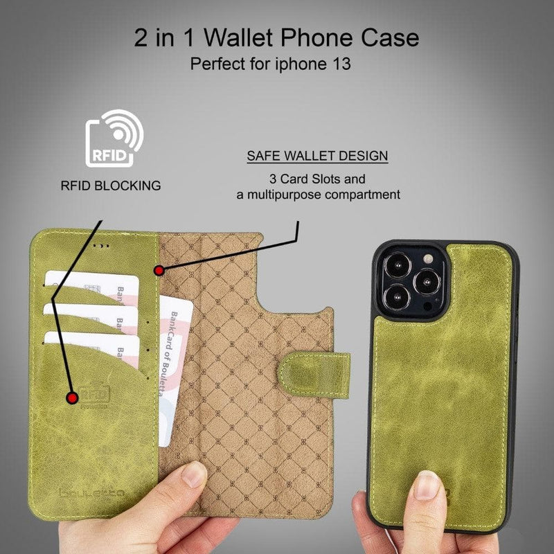 Apple iPhone 13 Series Colorful Detachable Leather Wallet Case - MW - Puck's