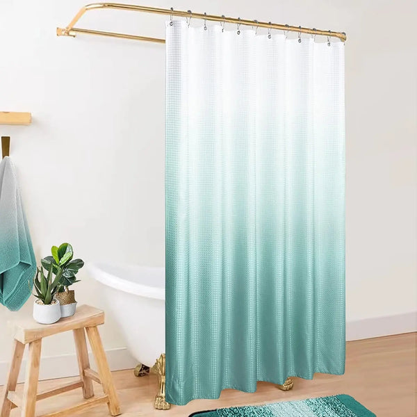Aqua Shower Curtain,Coastal Theme Washable Fabric Cloth Beach Shower Curtain Set with Hooks for Ocean Bathroom Decor,Seafoam Sea Foam Mint Green Spa Blue - Puck's