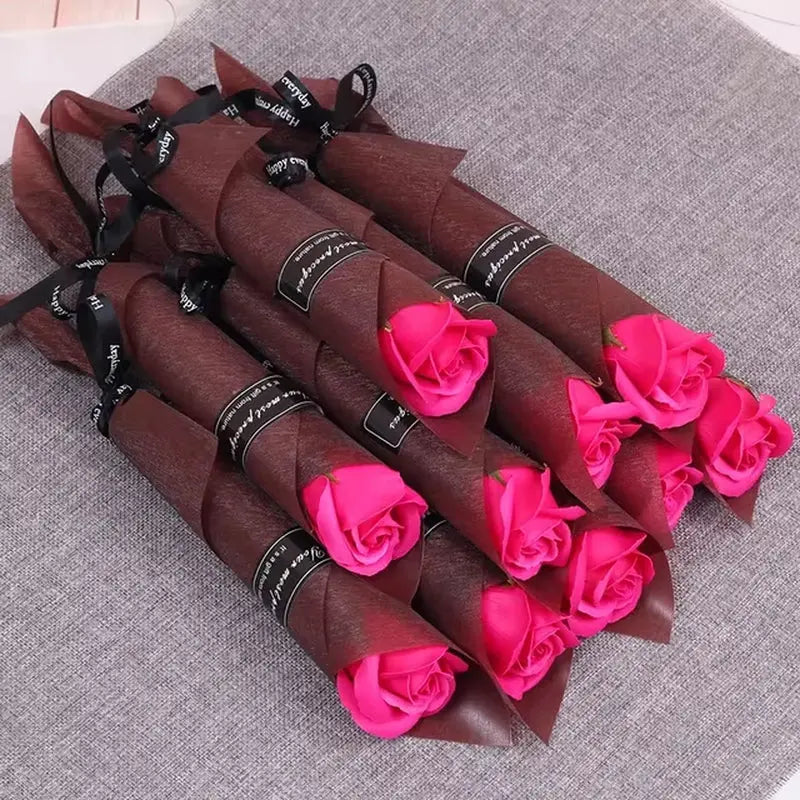 Artificial Rose Flowers Soap Rose Bouquet Valentines Day Wedding Home Decor 5/10Pcs Gift - Puck's