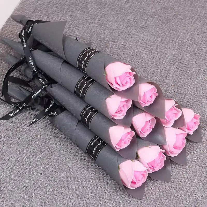 Artificial Rose Flowers Soap Rose Bouquet Valentines Day Wedding Home Decor 5/10Pcs Gift - Puck's