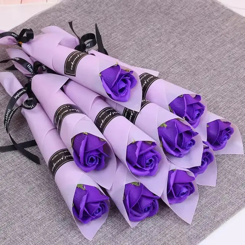 Artificial Rose Flowers Soap Rose Bouquet Valentines Day Wedding Home Decor 5/10Pcs Gift - Puck's