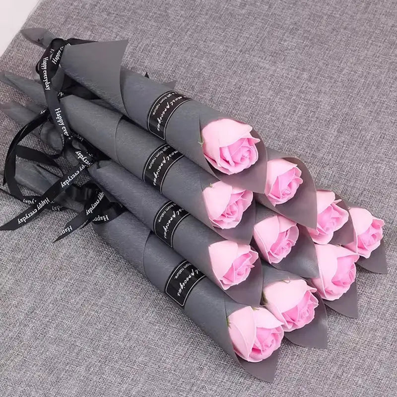 Artificial Rose Flowers Soap Rose Bouquet Valentines Day Wedding Home Decor 5/10Pcs Gift - Puck's