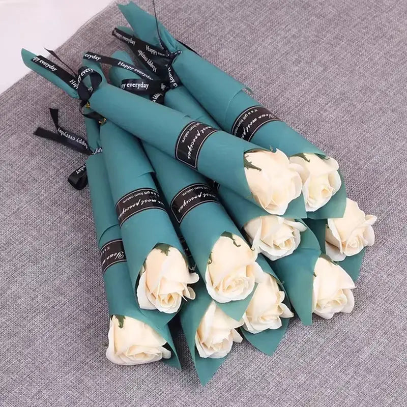 Artificial Rose Flowers Soap Rose Bouquet Valentines Day Wedding Home Decor 5/10Pcs Gift - Puck's