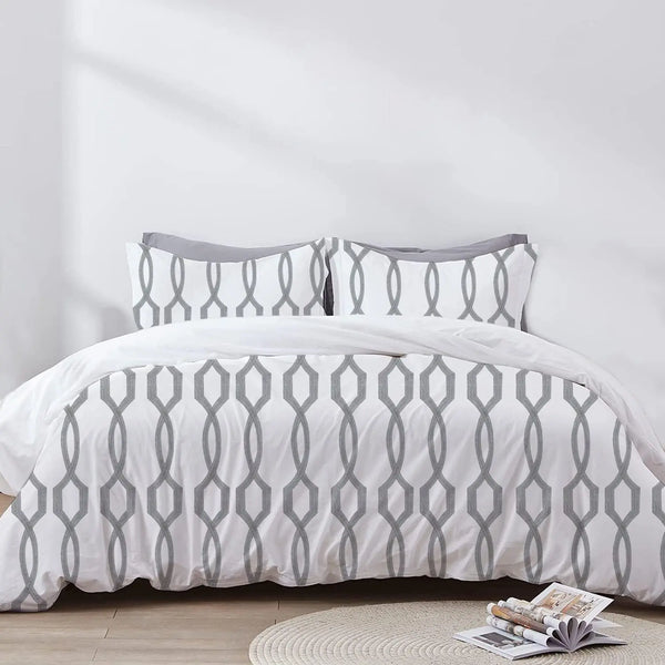 Athena - 3 Piece Crewel Embroidered Duvet Set | Linen Cotton Mix | - Puck's
