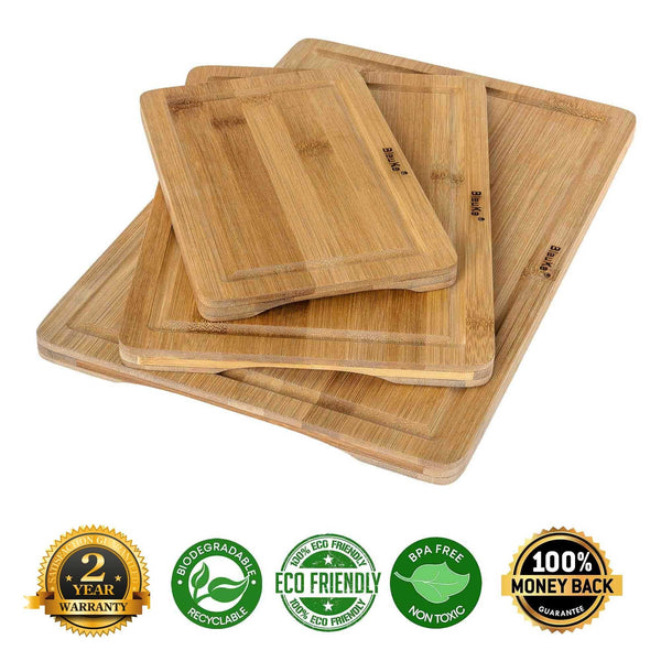 Wooden Cutting Boards for Kitchen with Juice Groove and Handles - Puck's