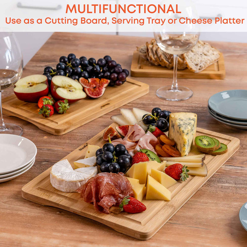 Wooden Cutting Boards for Kitchen with Juice Groove and Handles - Puck's