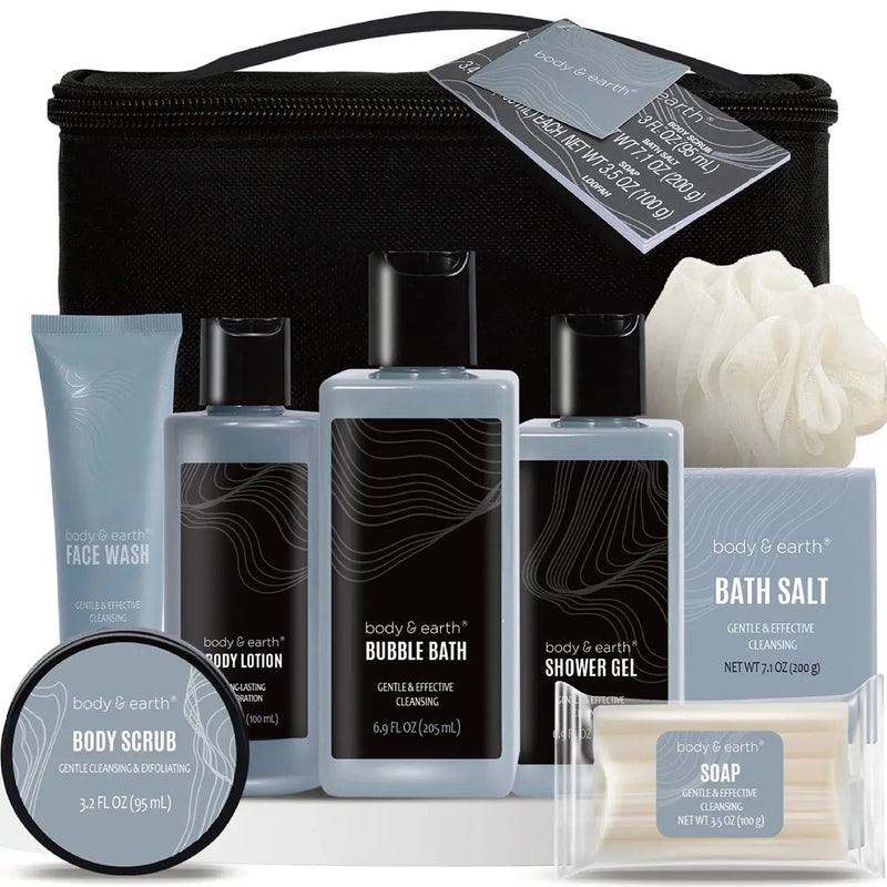 Bath and Body Spa Gift Basket Sets for Men - 8 Pcs Luxury Men'S Bath Set Skin Care Kit Birthday Gifts for Men - Puck's